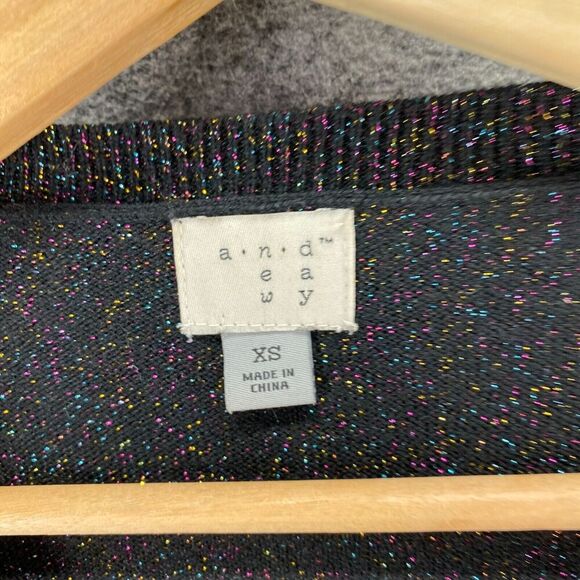 A New Day Sweater Pullover Women XS Black Knit V-Neck Long Sleeve Rayon Casual - Picture 3 of 7